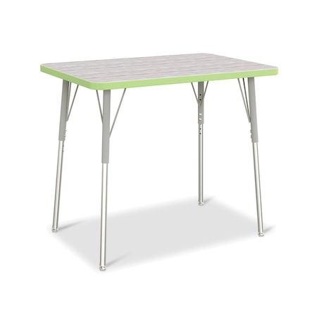 Jonti-Craft Berries Rectangle Activity Table, 24 in. x 36 in., A-height, Driftwood Gray/Key Lime/Gray 6478JCA451